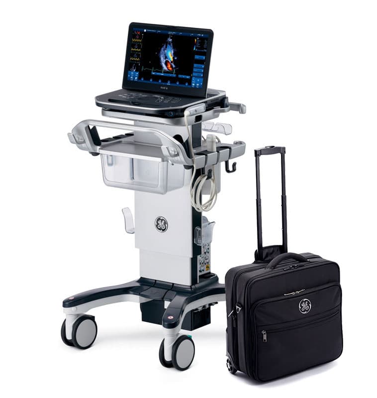 Vivid iq ultrasound system with cart and carrying case