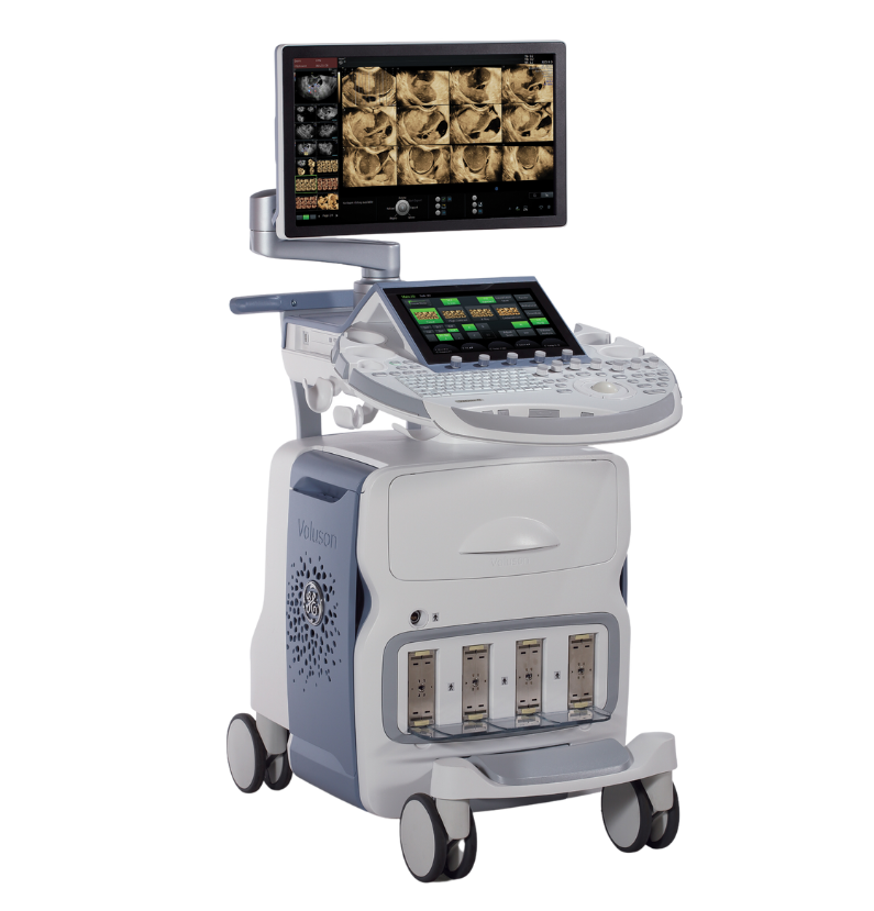 Front view of the Voluson E8 ultrasound system